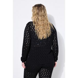 Studio Untold Strickjacke Straight Shape Lochmuster  