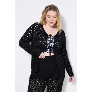 Studio Untold Strickjacke Straight Shape Lochmuster  