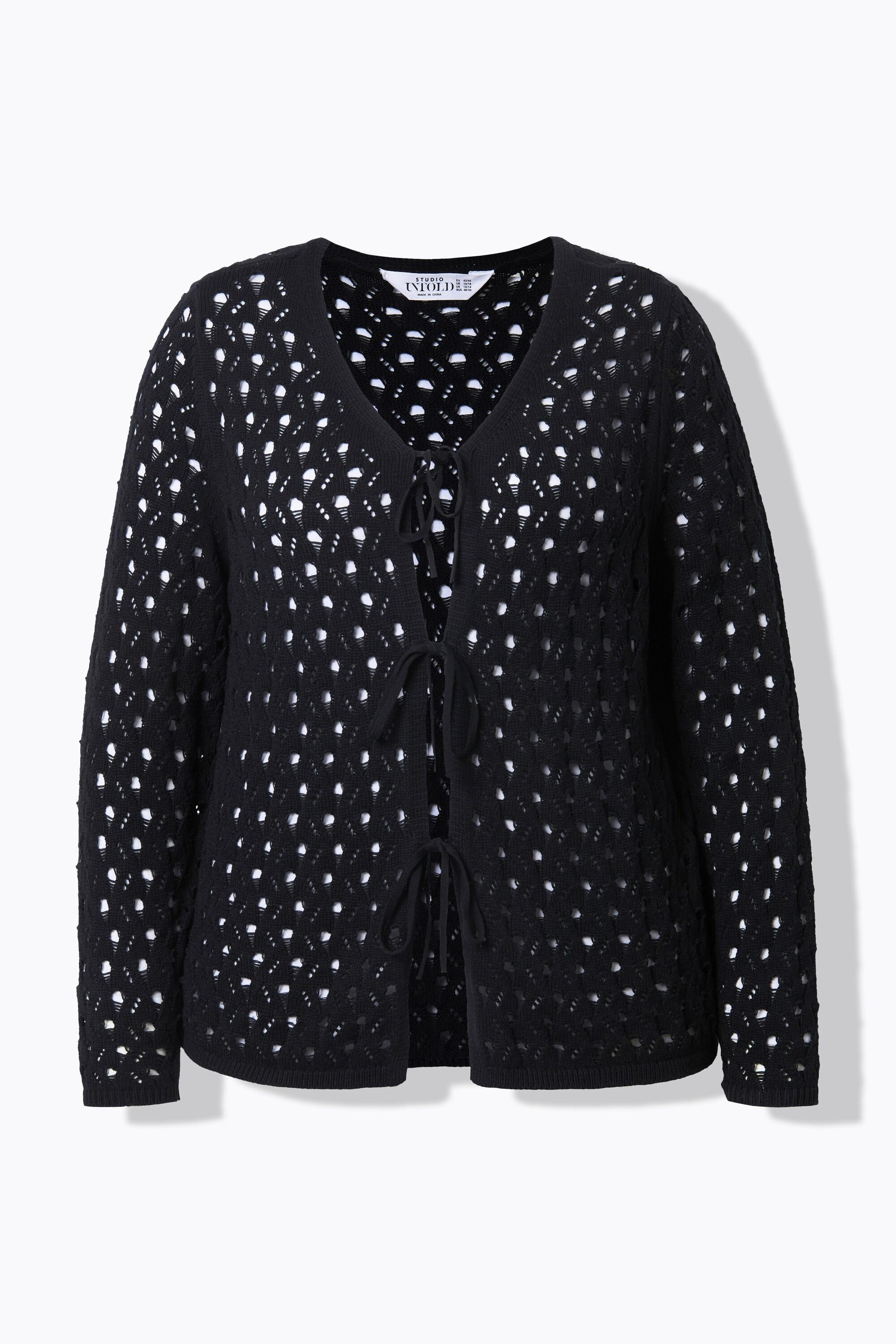 Studio Untold Strickjacke Straight Shape Lochmuster  