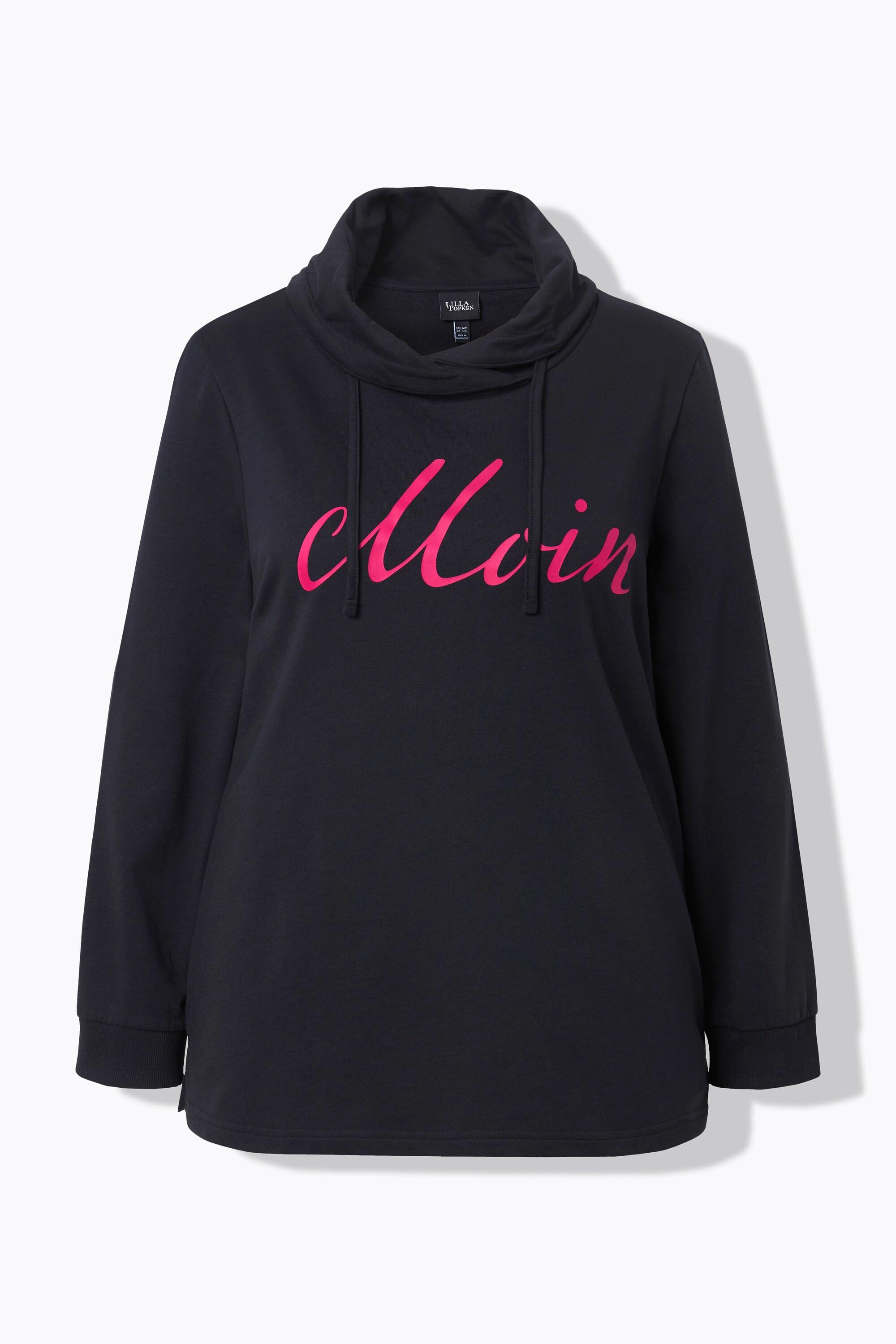 Ulla Popken  Sweat-shirt col montant et manches longues. Imprimé « salut ». 