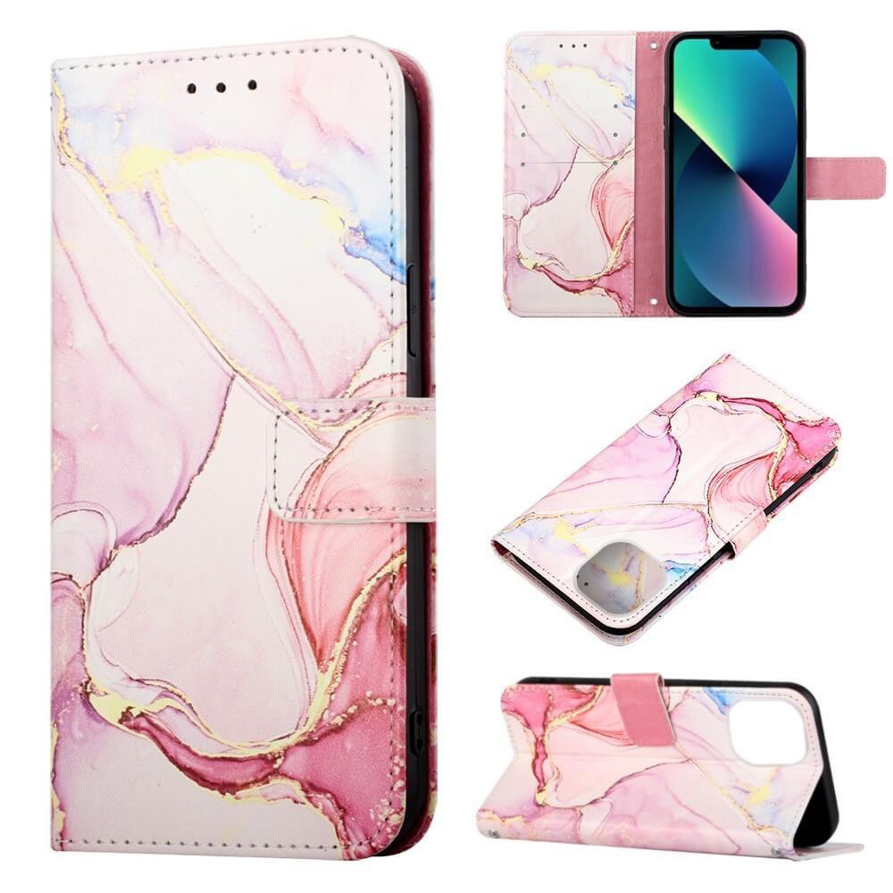 Cover-Discount  iPhone 14 - Leder Hülle Pink Marble 