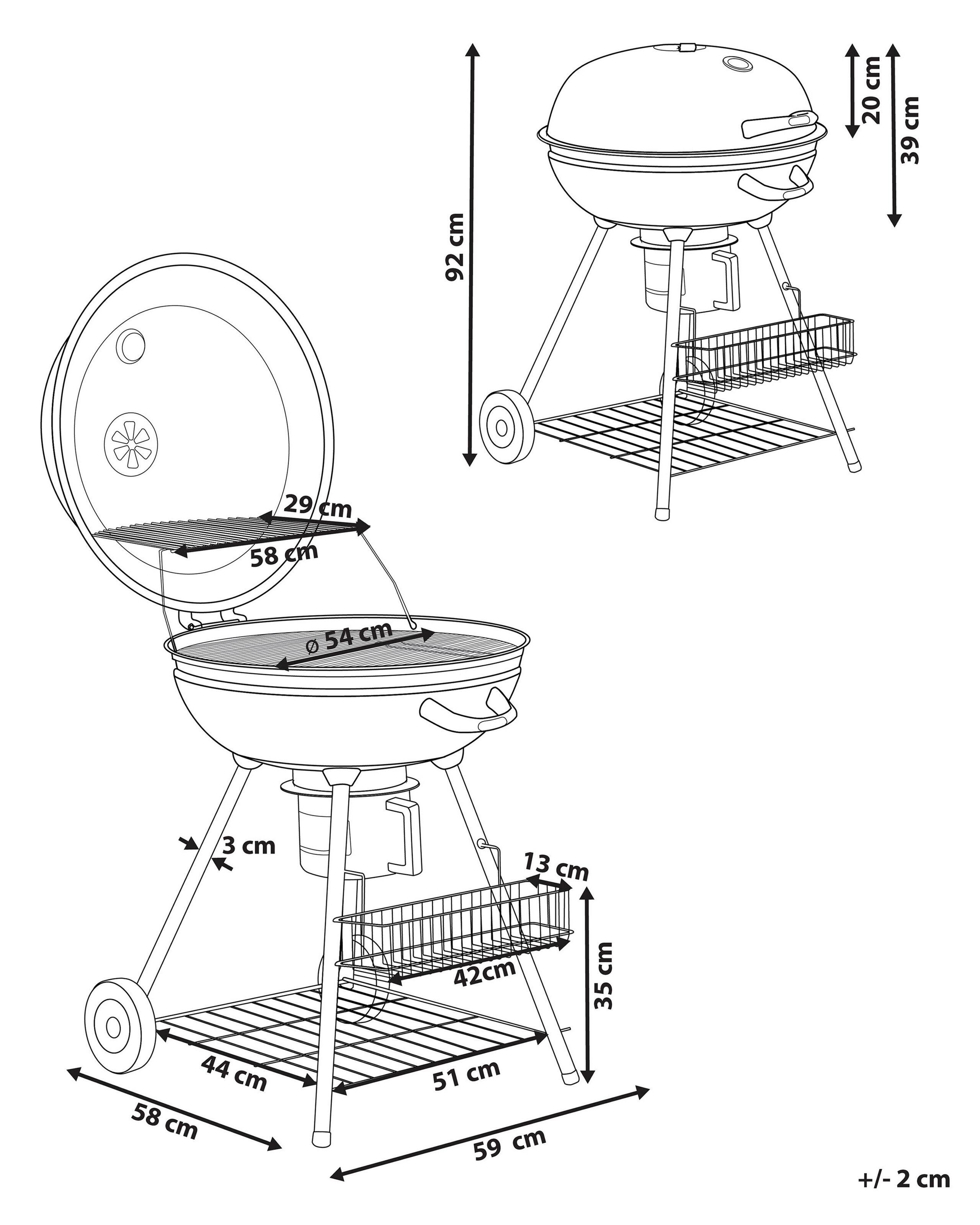 Beliani Holzkohlegrill aus Stahl MARAPI  