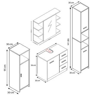 VCM 4 pcs. Meuble de salle de bain complet Zallo Ill  