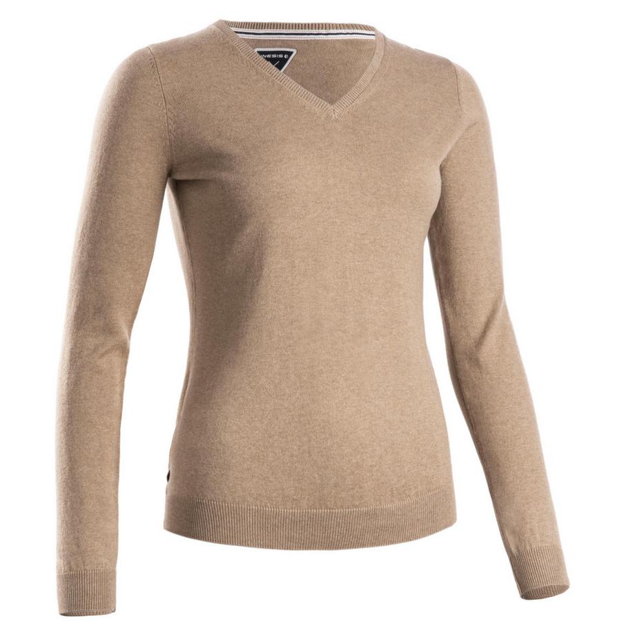 INESIS  V NECK MW500 - Pullover donna scollo a V cotone 