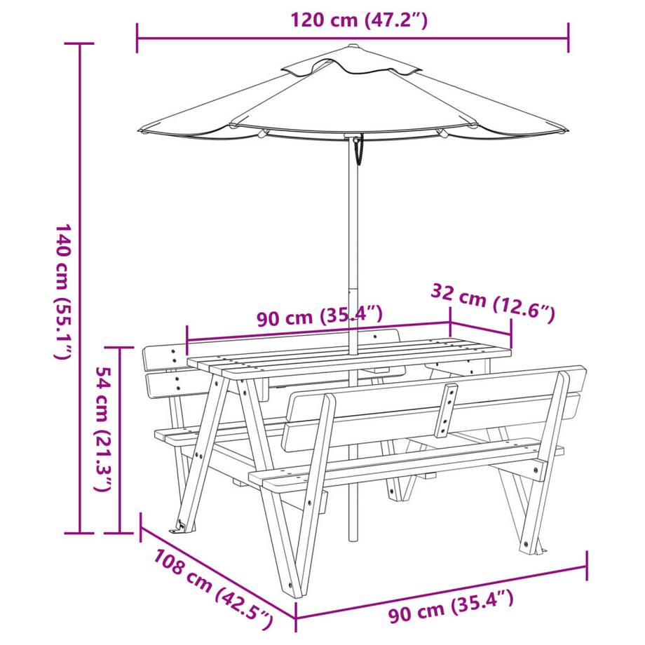 VidaXL Picknicktisch holz  