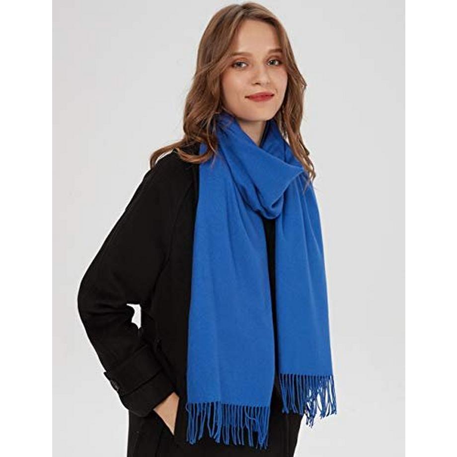 Only-bags.store Sciarpa Calda Invernale Autunnale in Cotone Tinta Unita con Nappe  