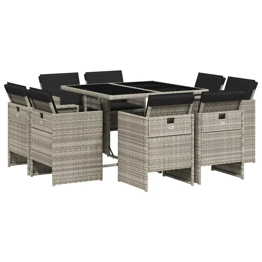 VidaXL - set da pranzo da giardino Polirattan, One Size, Grigio