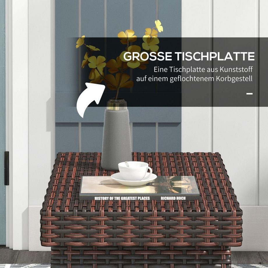 Northio Rattan Gartentisch Klapptisch Wetterfest Braun 60X41X41Cm  