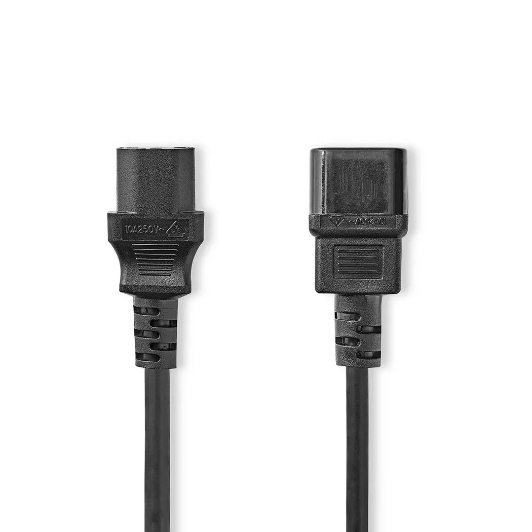 Nedis – Netzkabel | IEC-320-C14 IEC-320-C13 Gerade Vernickelt 2,00 m Rund PVC Schwarz Etikett, One Size