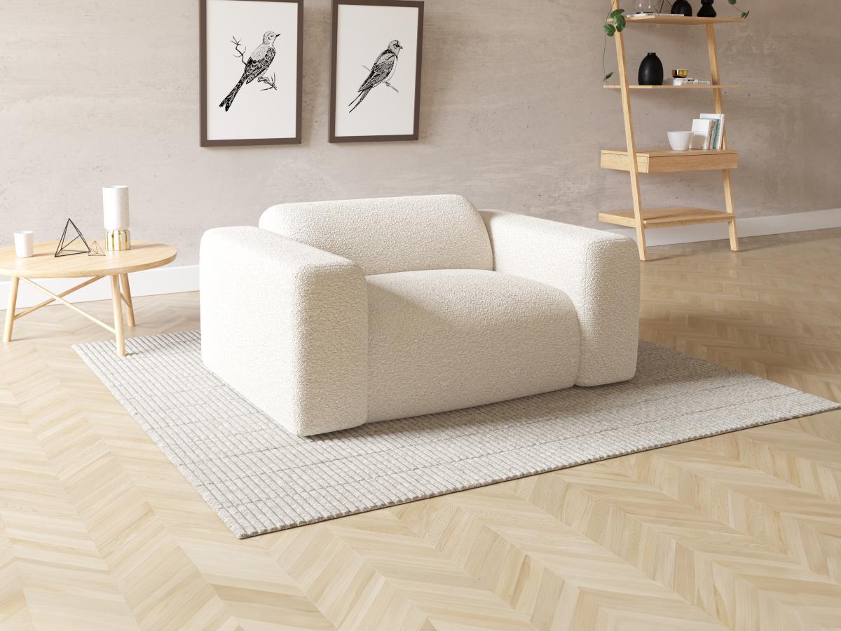 Maison Céphy Fauteuil en tissu bouclette blanc POGNI de Maison Céphy  