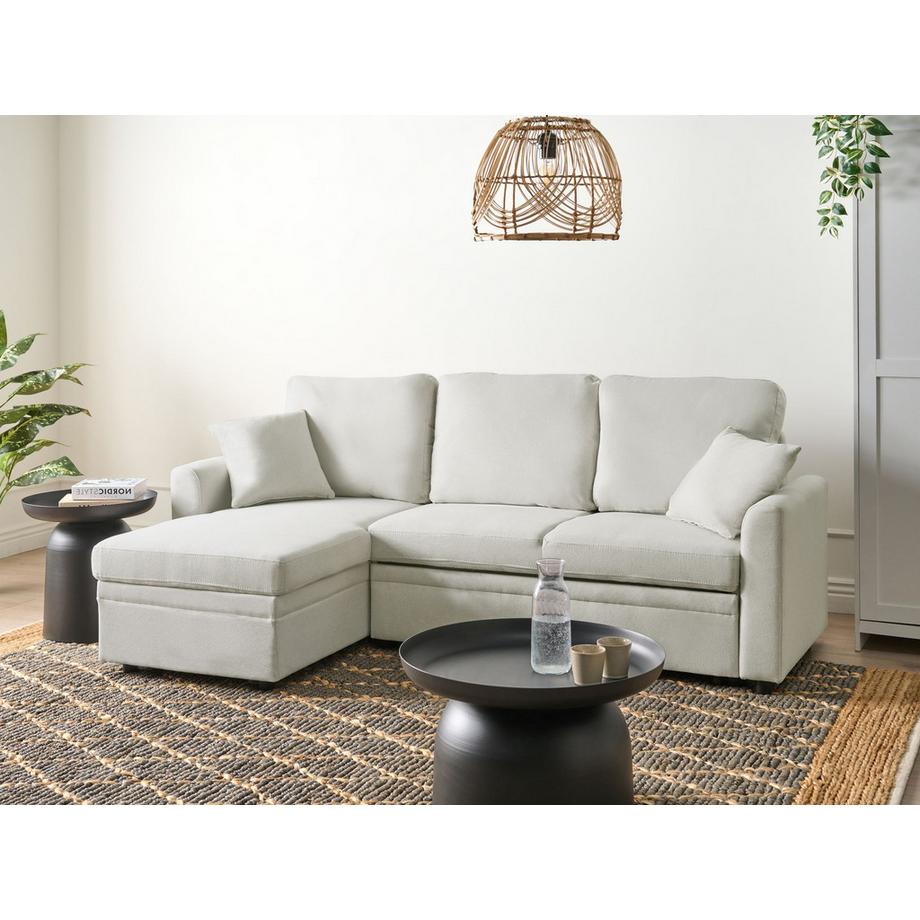 Beliani Canapé d'angle en Lin synthétique Scandinave NASSJO  