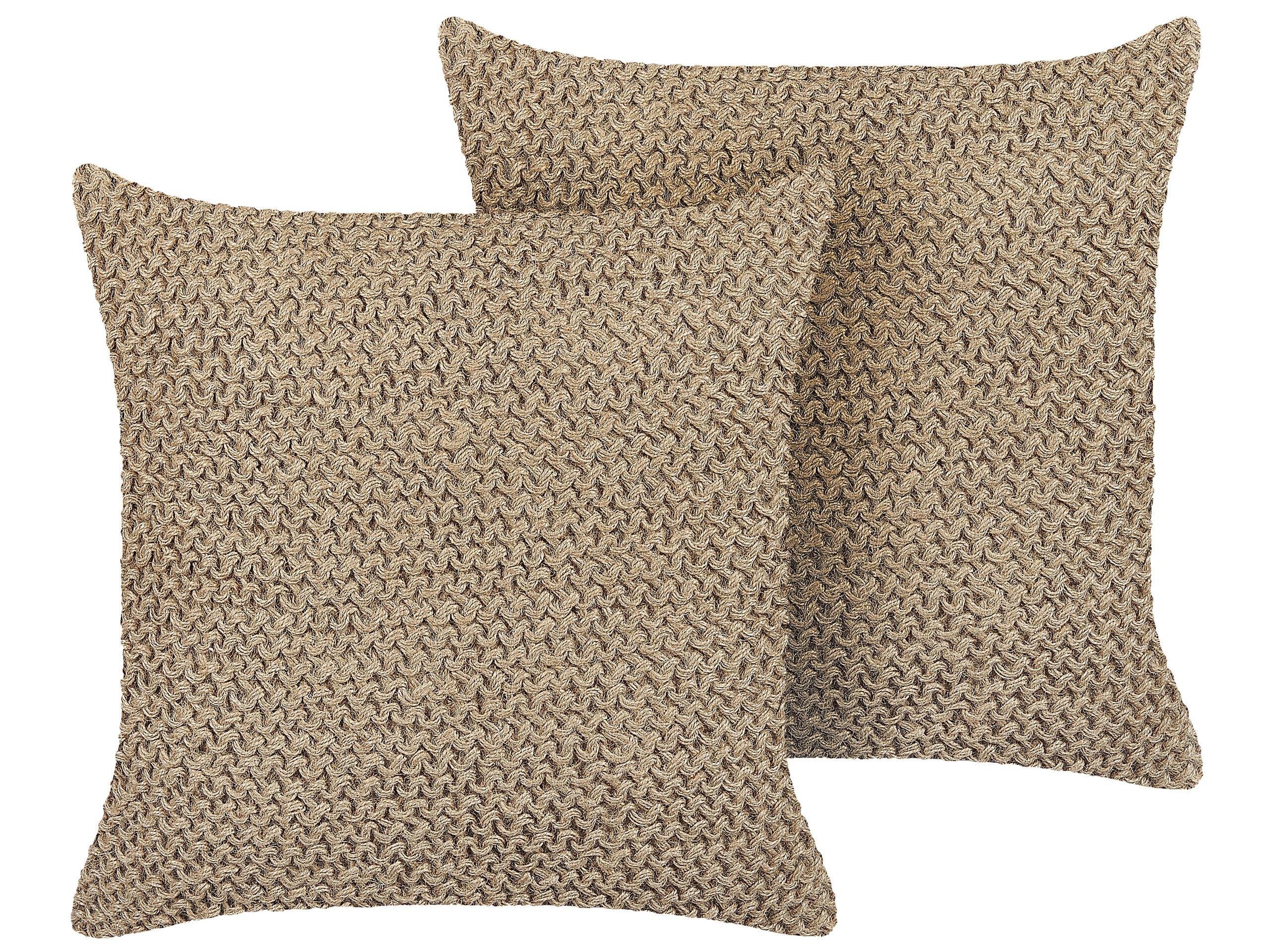 Beliani Lot de 2 coussins décoratifs en Jute Boho BEGONIA  