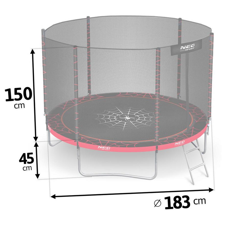 B2X  6ft/183cm Gartentrampolin mit Außennetz und Leiter Neo-Sport 