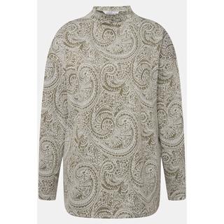 Studio Untold  Maglia dal taglio oversize con Paisley brillante, spacchetti laterali, collo alto e maniche lunghe 