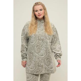 Studio Untold  Longsleeve, oversized, Glitter Paisley, Stehkragen, Seitenschlitze 