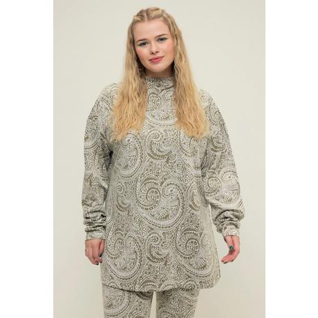 Studio Untold  Maglia dal taglio oversize con Paisley brillante, spacchetti laterali, collo alto e maniche lunghe 