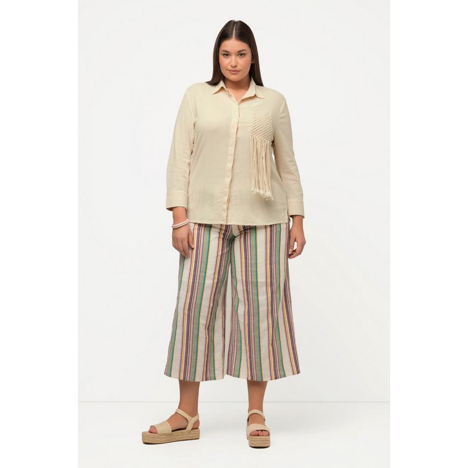 Ulla Popken Camicia testurizzata Collo camicia Maniche lunghe Cotone biologico  