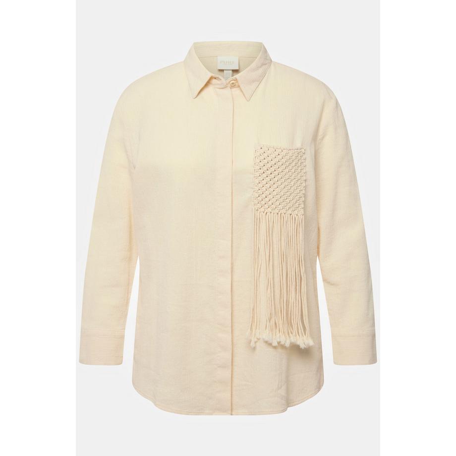 Ulla Popken Camicia testurizzata Collo camicia Maniche lunghe Cotone biologico  