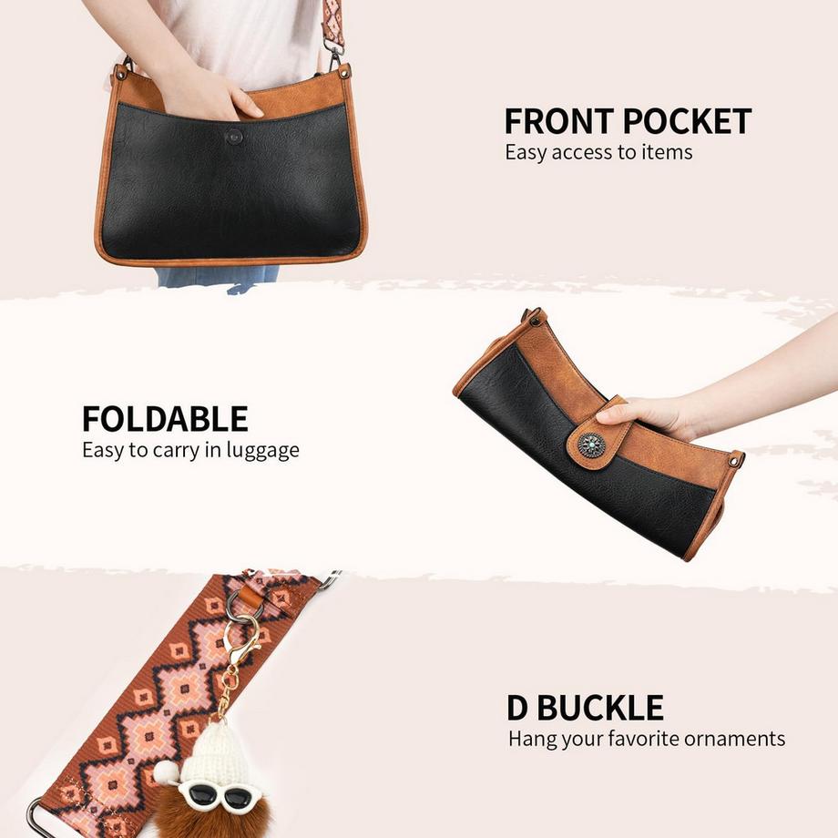 Only-bags.store Medium Hobo Tasche mit breitem Riemen  
