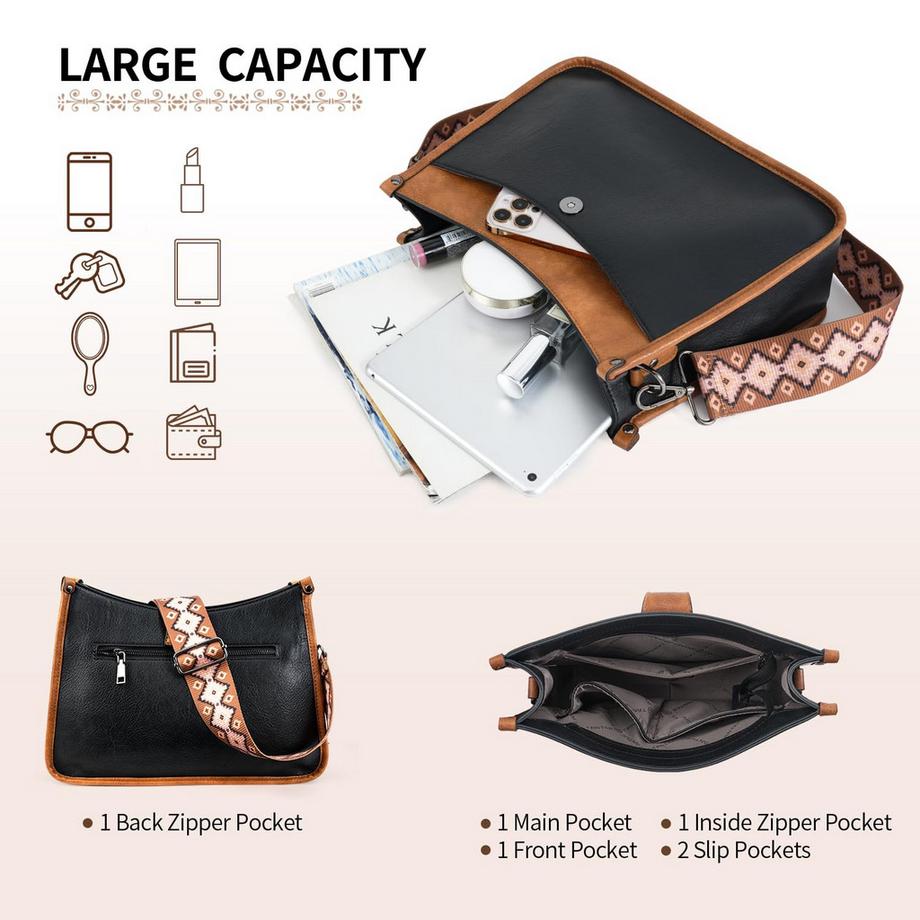 Only-bags.store Medium Hobo Tasche mit breitem Riemen  