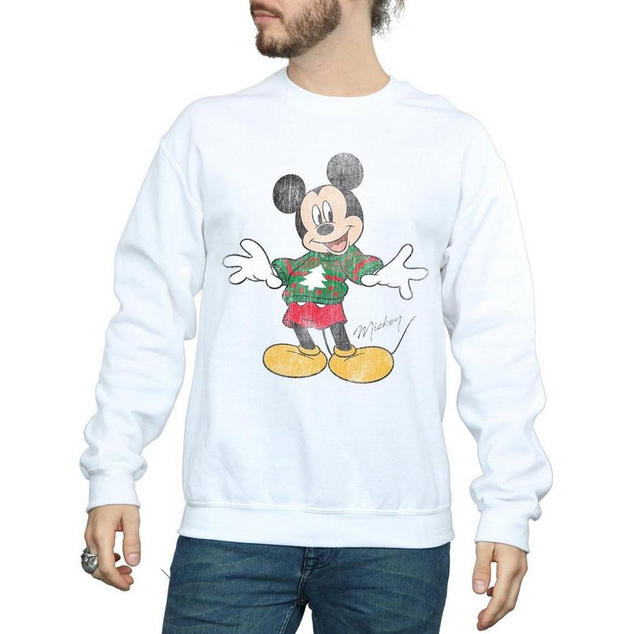 Disney Mickey Mouse Weihnachts Grafik Print Sweatshirt  