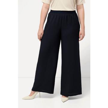 Pantalon à enfiler à tissu texturé, taille élastique et jambe large