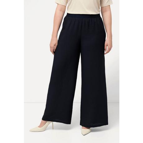 Ulla Popken  Pantalon à enfiler à tissu texturé, taille élastique et jambe large 