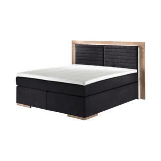 Naturoo Lit Boxspring Marcel 180x200cm noir incl. Premium Topper & éclairage LED  