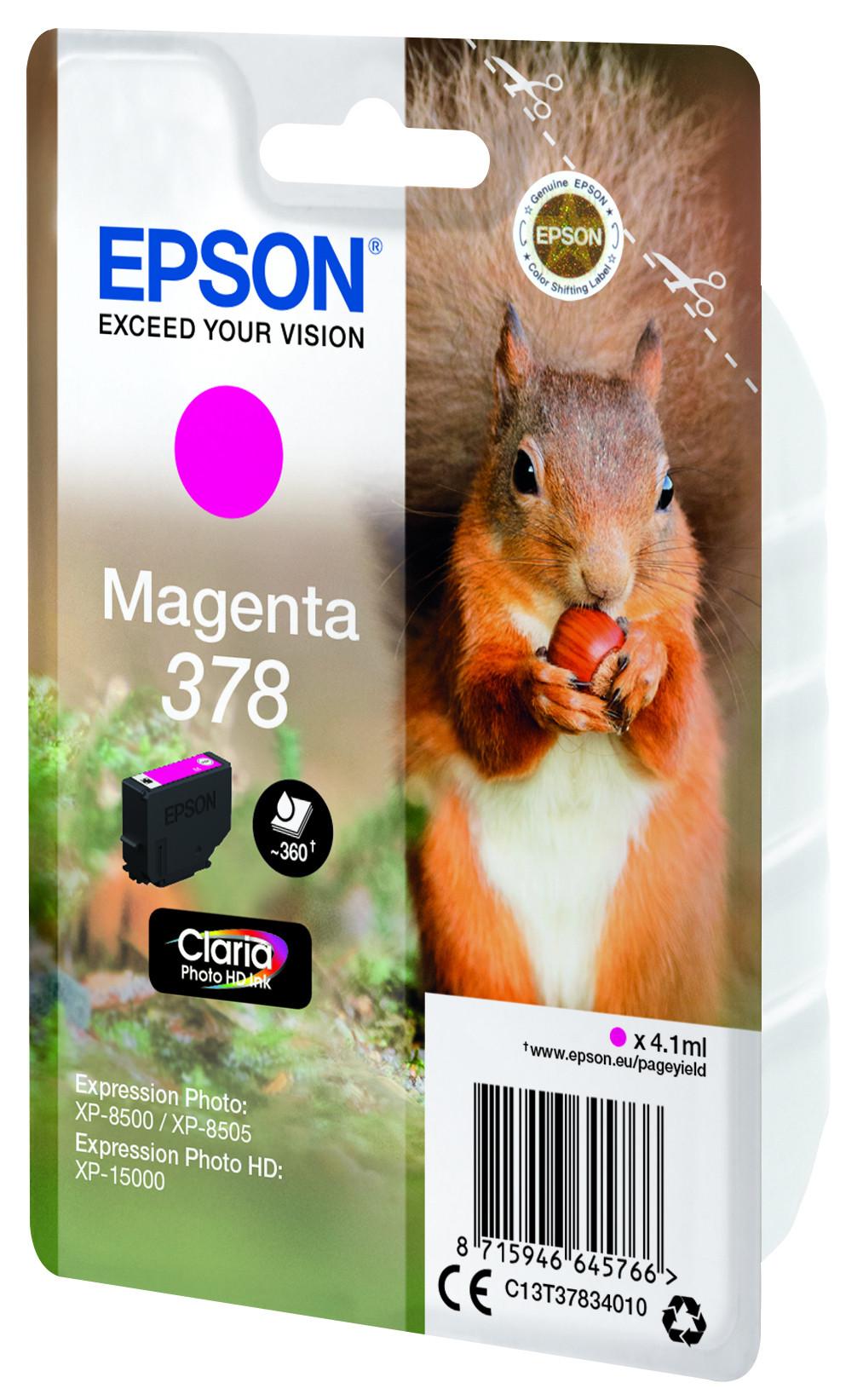 EPSON  Squirrel Singlepack Magenta 378 Claria Photo HD Ink 