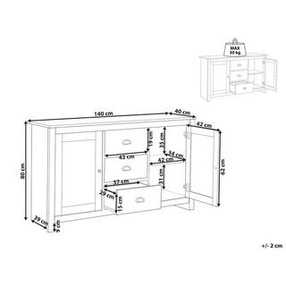 Beliani Commode 2 portes en Panneau de particules de bois Rétro LANSIN  