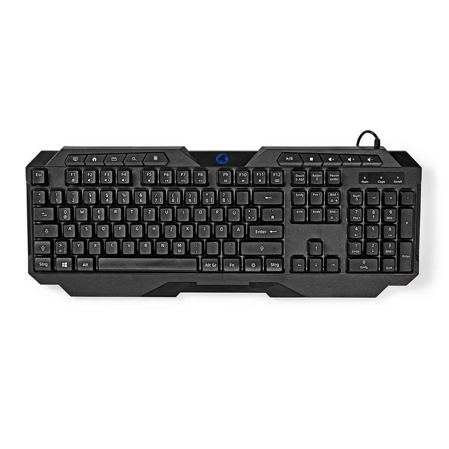 Nedis  Kabelgebundene Gaming-Tastatur | USB Typ-A | Membrantasten | LED | QWERTZ | DE Layout | USB-Stromversorgung | Länge des Stromkabels: 1,30 m | Multimedia 