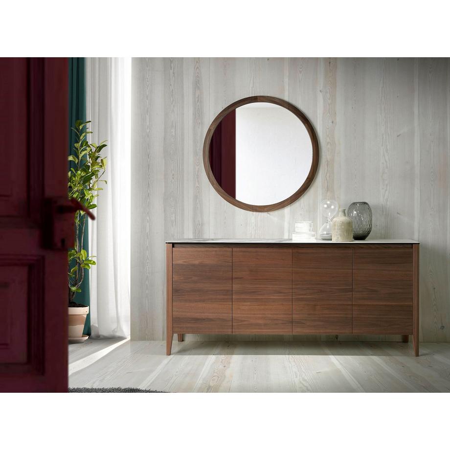 ANGEL CERDA Specchio da parete rotondo noce  