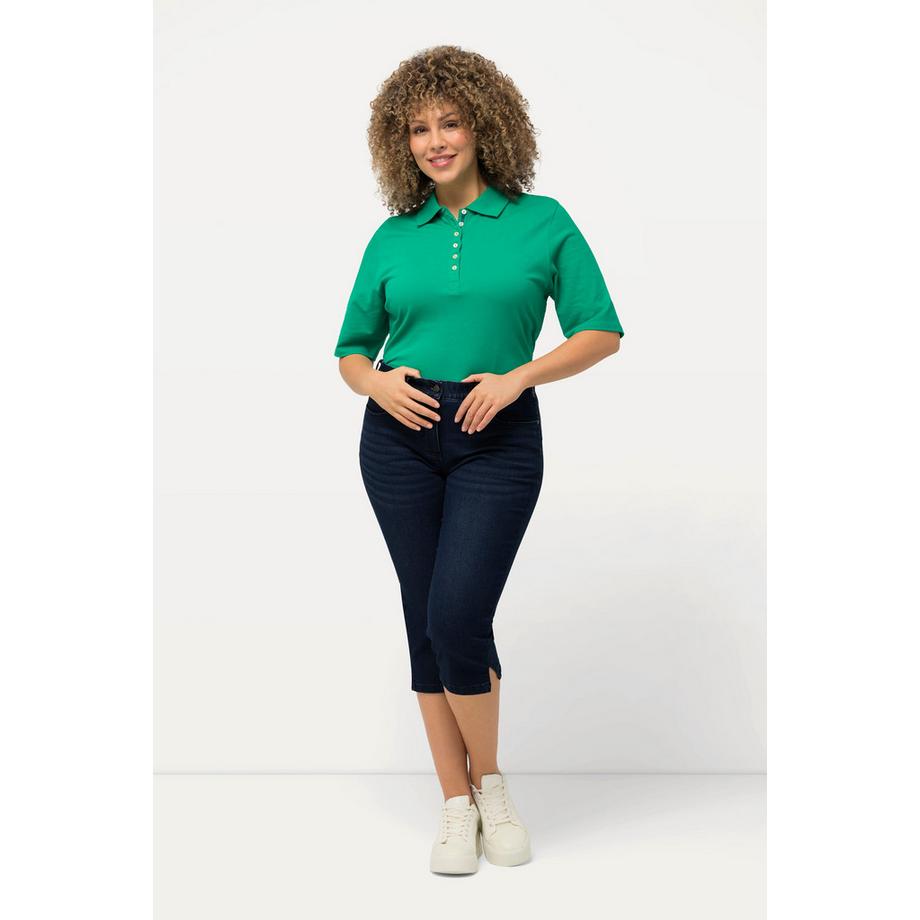 Ulla Popken Jeans Capri Sarah Taglio Aderente Cinque Tasche Orlo con Spacchetto  