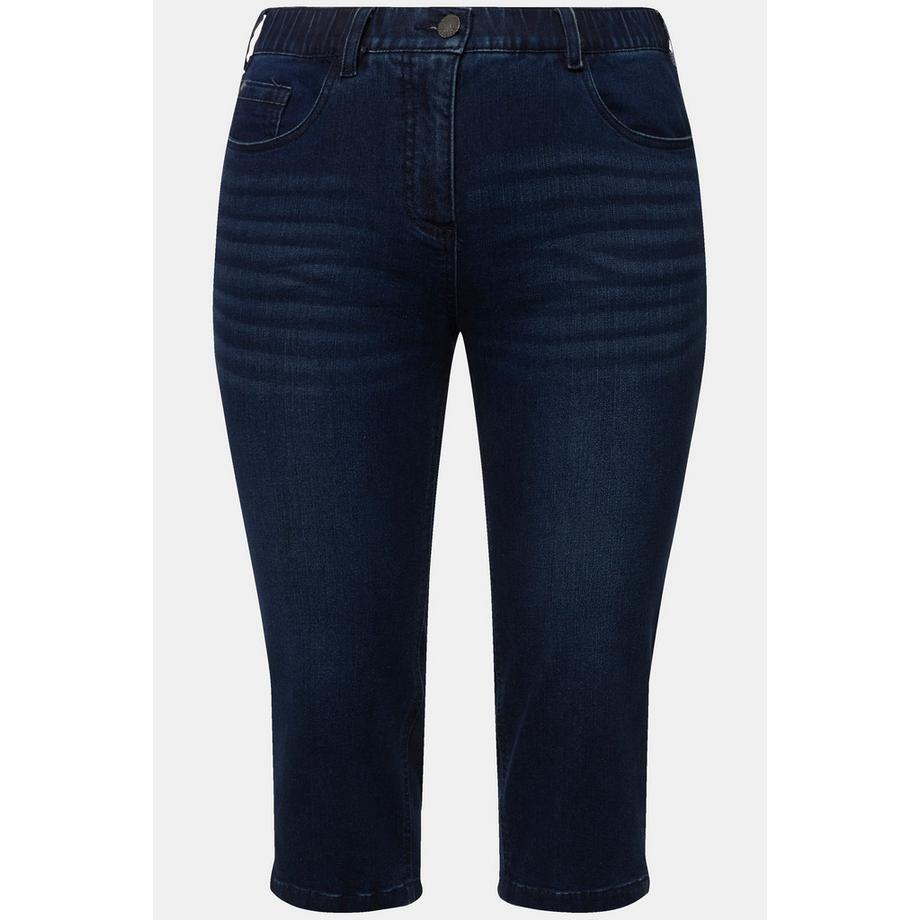 Ulla Popken Jeans Capri Sarah Taglio Aderente Cinque Tasche Orlo con Spacchetto  