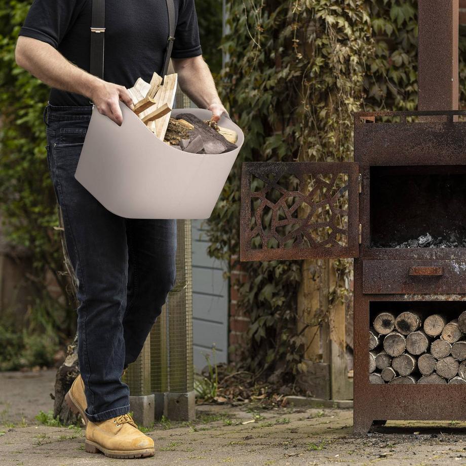 B2X Cestino in legno grigio chiaro in similpelle  