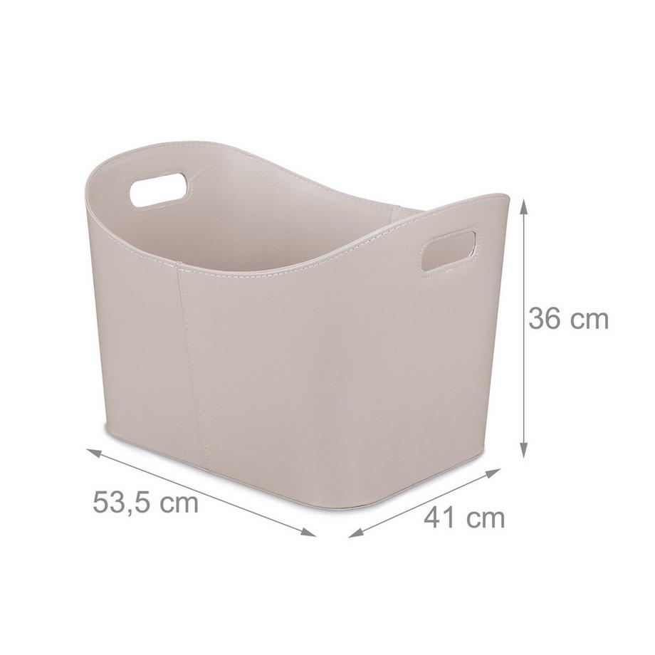 B2X Cestino in legno grigio chiaro in similpelle  