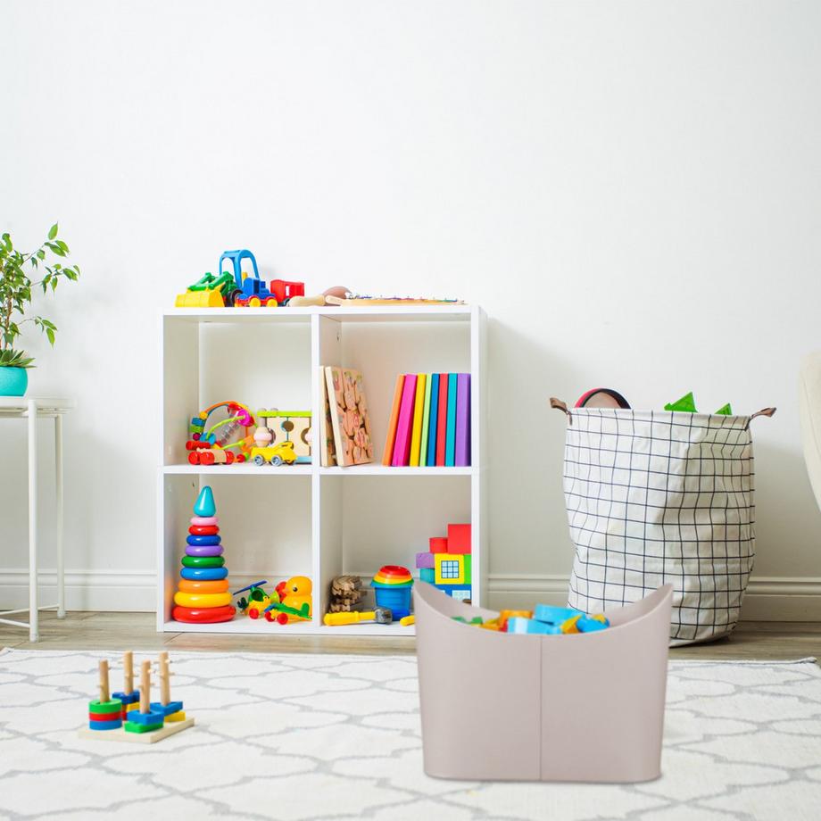 B2X Cestino in legno grigio chiaro in similpelle  