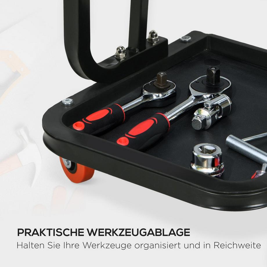 Northio  Werkstatthocker Arbeitshocker mit Ablage, Gepolstert Sitzkissen, Montagehocker für Garage, Werkstatt, Stahl, Rot 