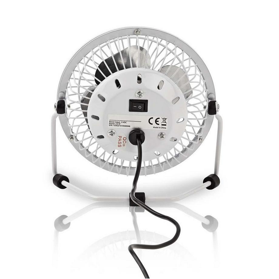 Nedis Ventilatore da tavolo | Alimentazione USB | Diametro: 100 mm | 3 W | 1 velocità | Bianco  