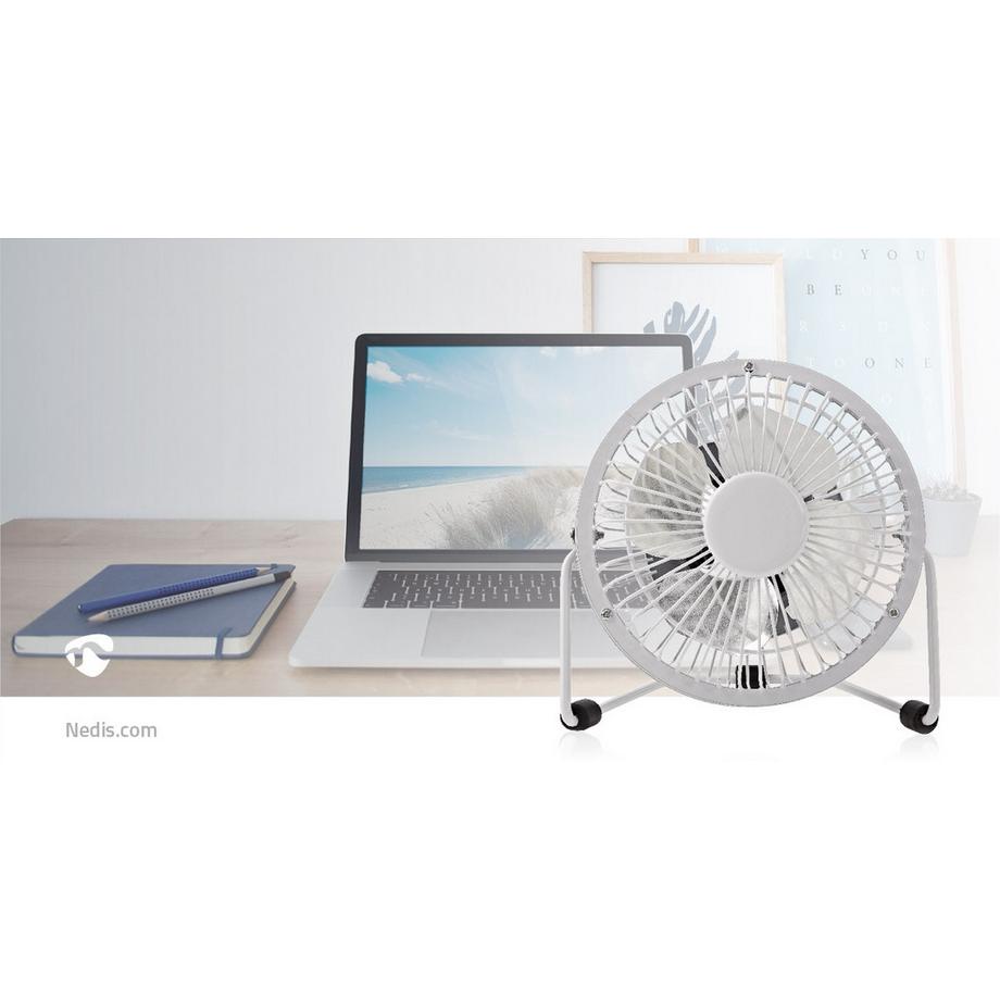 Nedis Ventilatore da tavolo | Alimentazione USB | Diametro: 100 mm | 3 W | 1 velocità | Bianco  