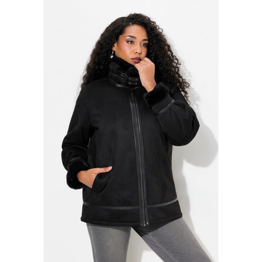Ulla Popken Aviator Jacke Shearling Lammfelloptik Kragen  