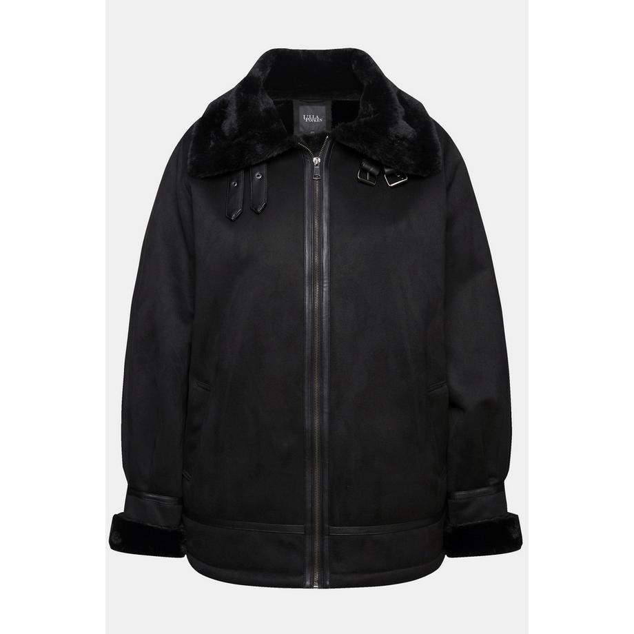 Ulla Popken Aviator Jacke Shearling Lammfelloptik Kragen  