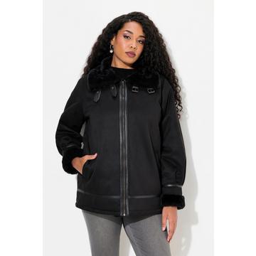 Aviator-Jacke, Shearling, Lammfelloptik, Kragen