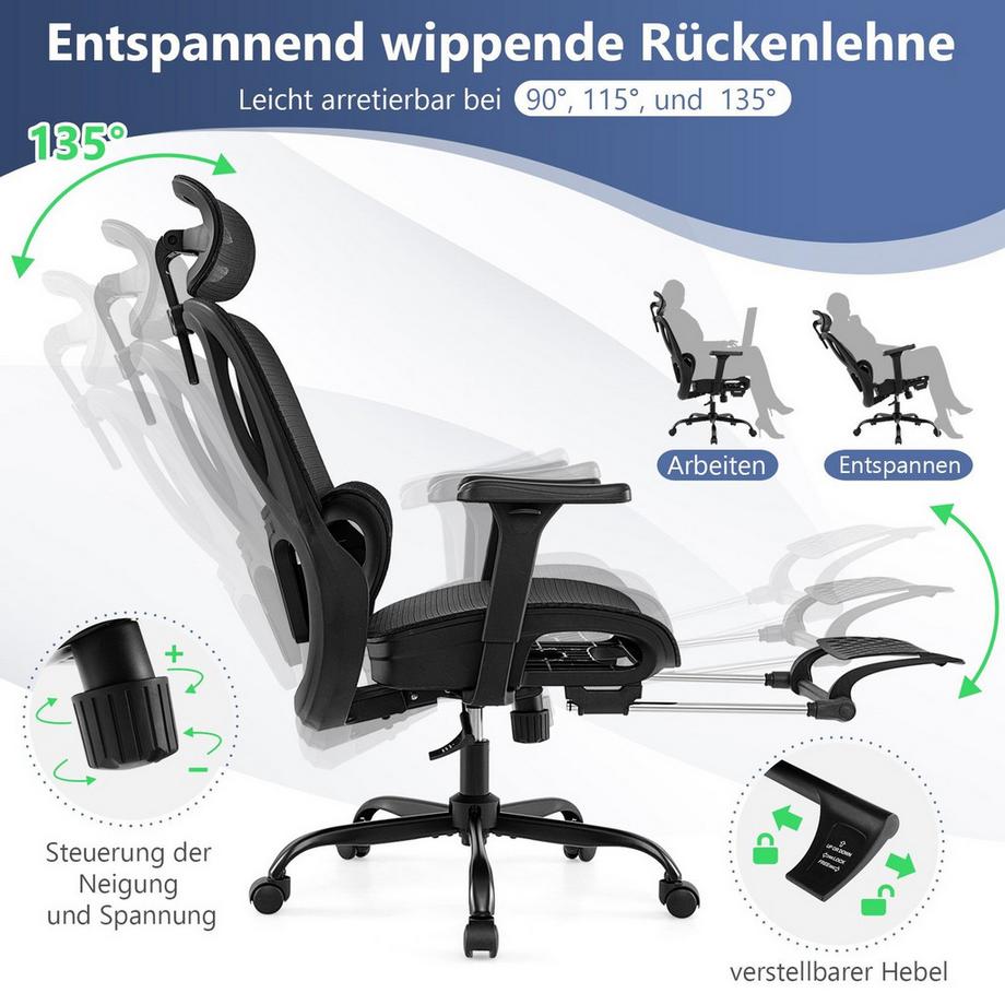 Northix Ergonomischer Bürostuhl, verstellbar  