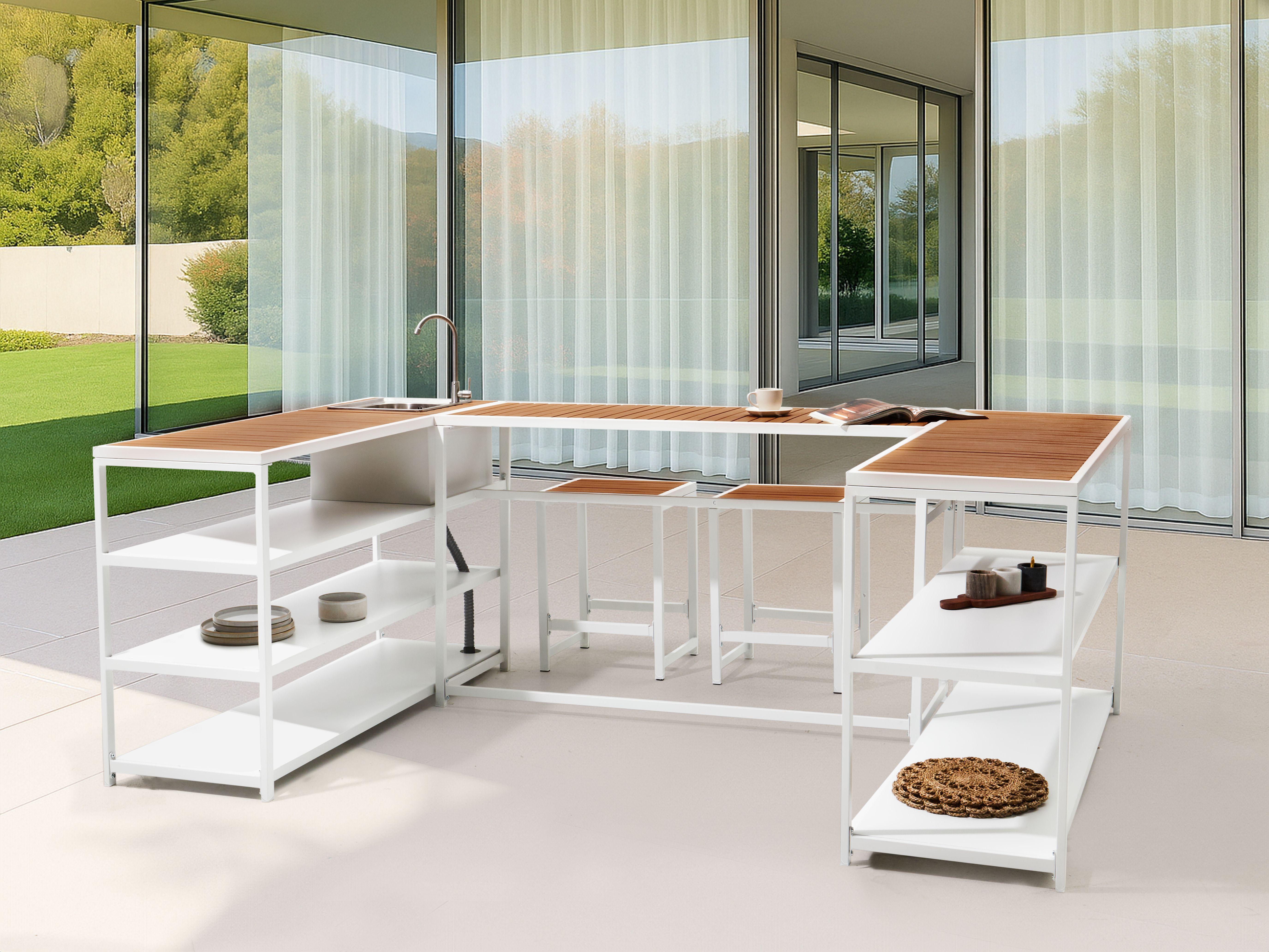 Beliani Gartentisch aus Stahl Modern AVETRANA  