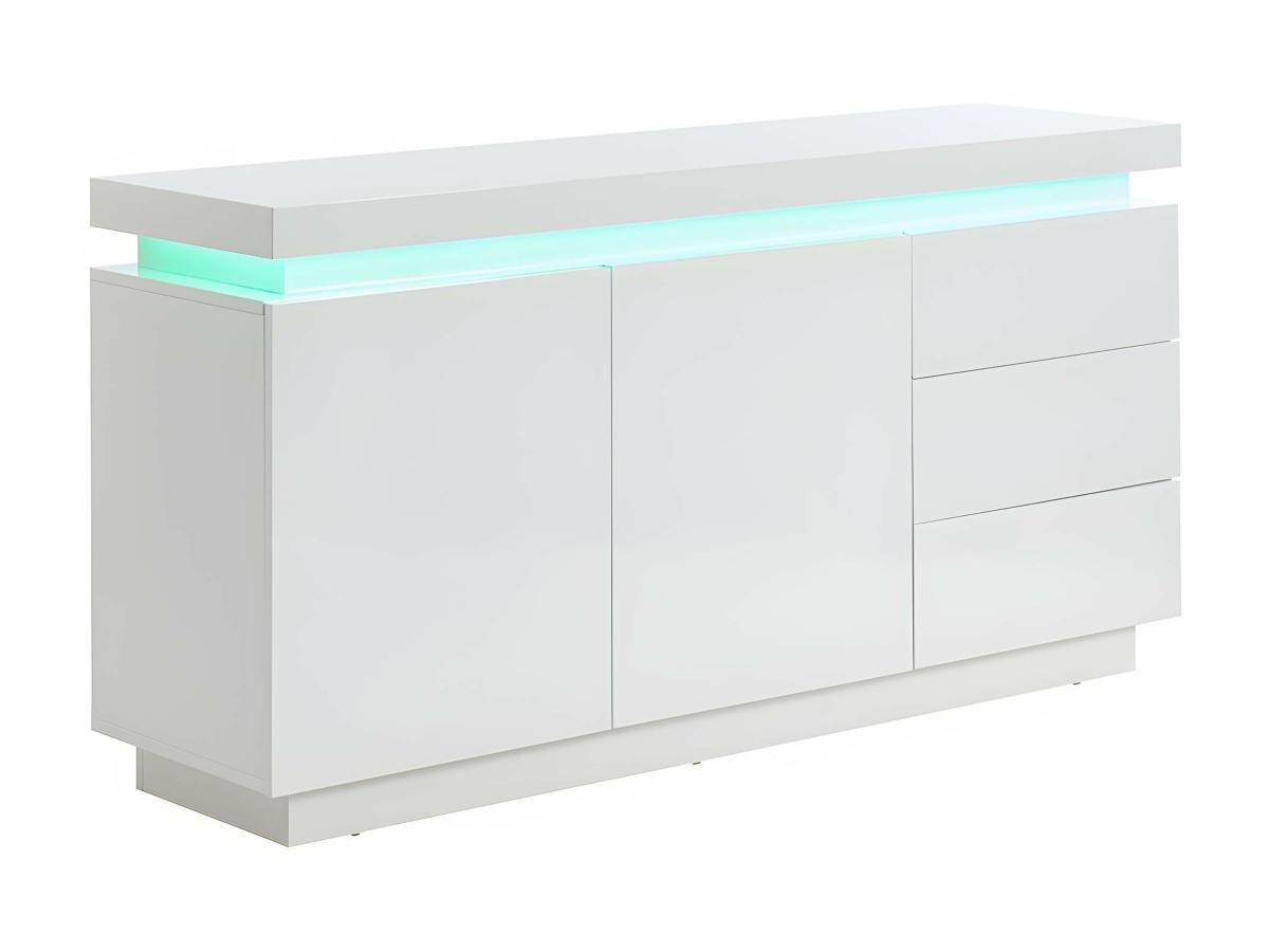 Vente-unique Buffet EMERSON II LEDs 2 portes 3 tiroirs MDF laqué  