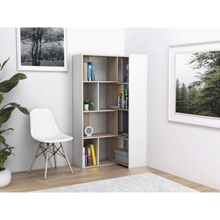 Vente-unique  Libreria angolare modulare da 8 a 12 nicchie Naturale e Bianco - DARLENA 