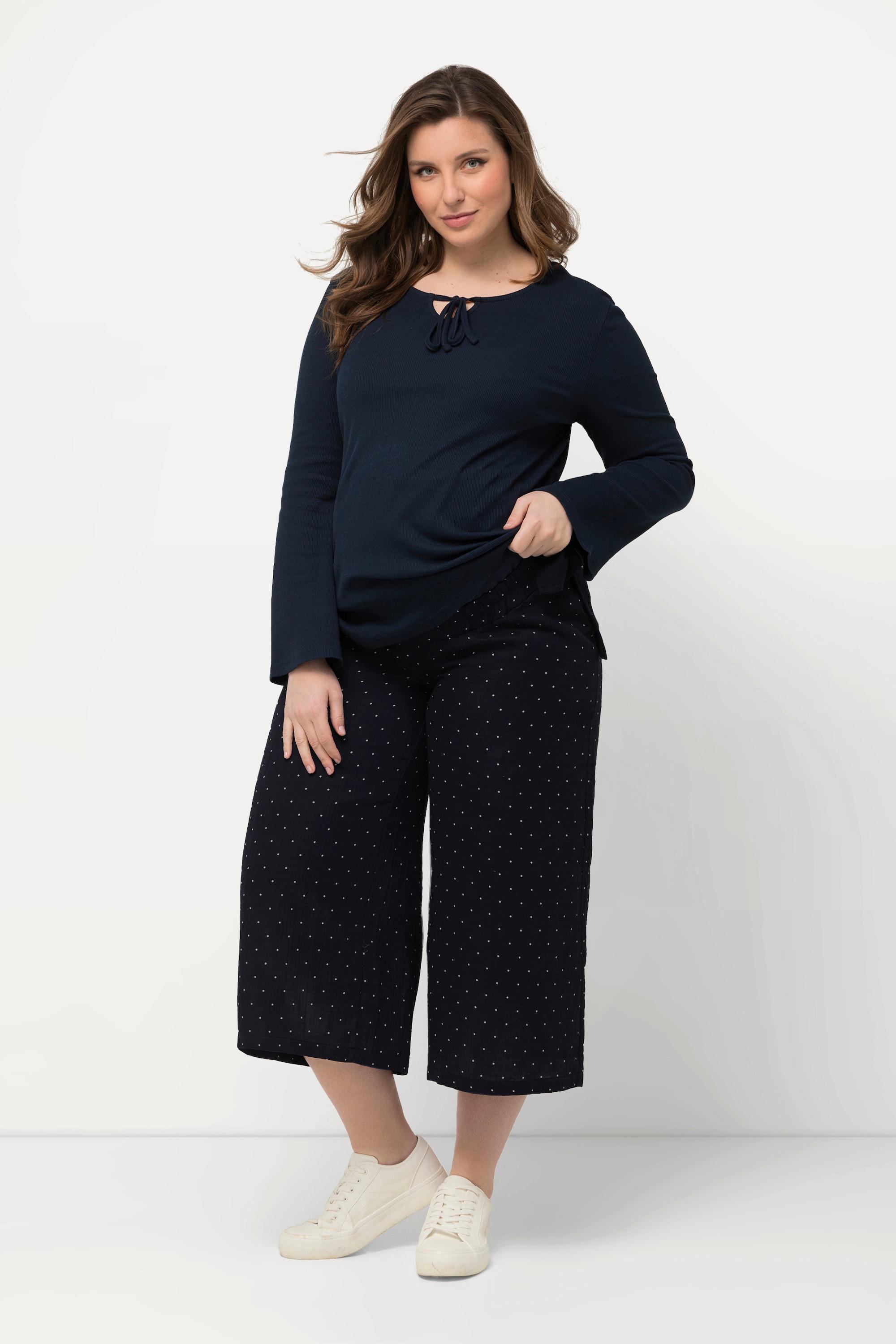 Ulla Popken  Culottes Bellieva in mussola con cintura elastica 