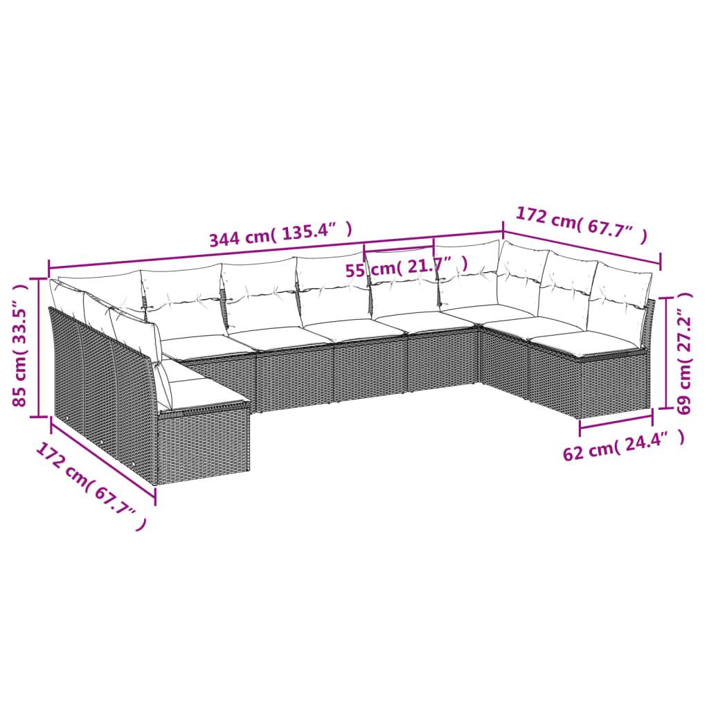 VidaXL Ensemble de canapés de jardin rotin synthétique  