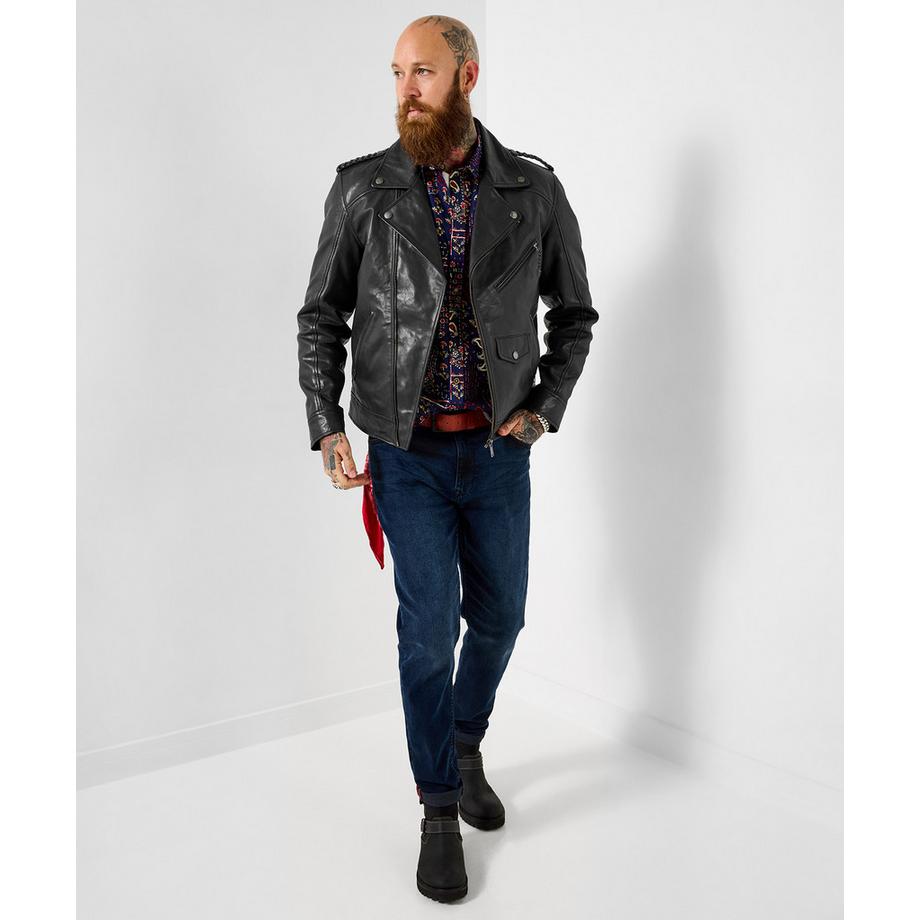 Joe Browns Lederjacke im Motorradstil aus Schafsleder  